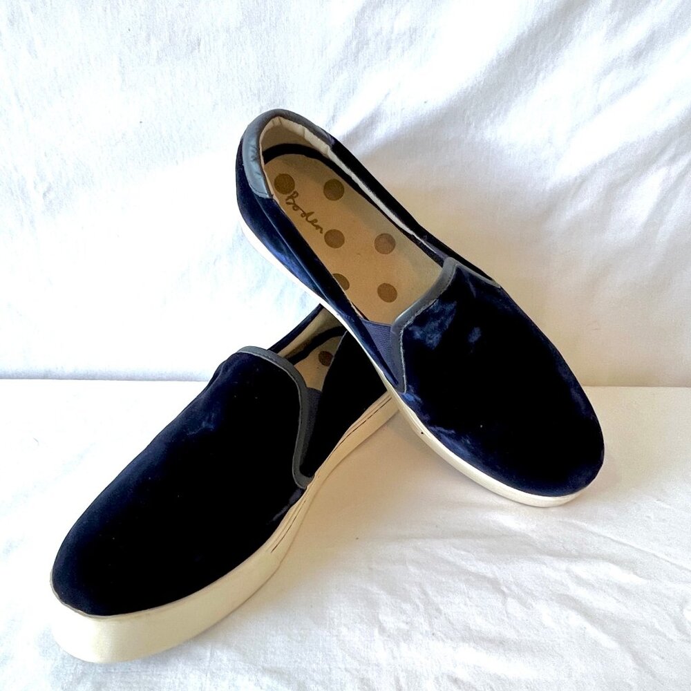Boden Blue Velvet Slip-on Loafers, Size 40, USA Size 9, Excellent Condition! - Picture 6 of 14